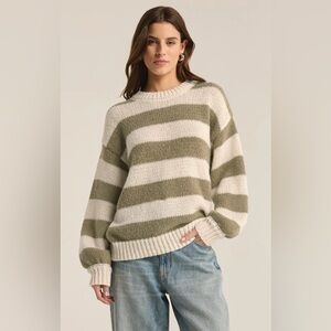 Z Supply Anders Striped Green Knit Sweater